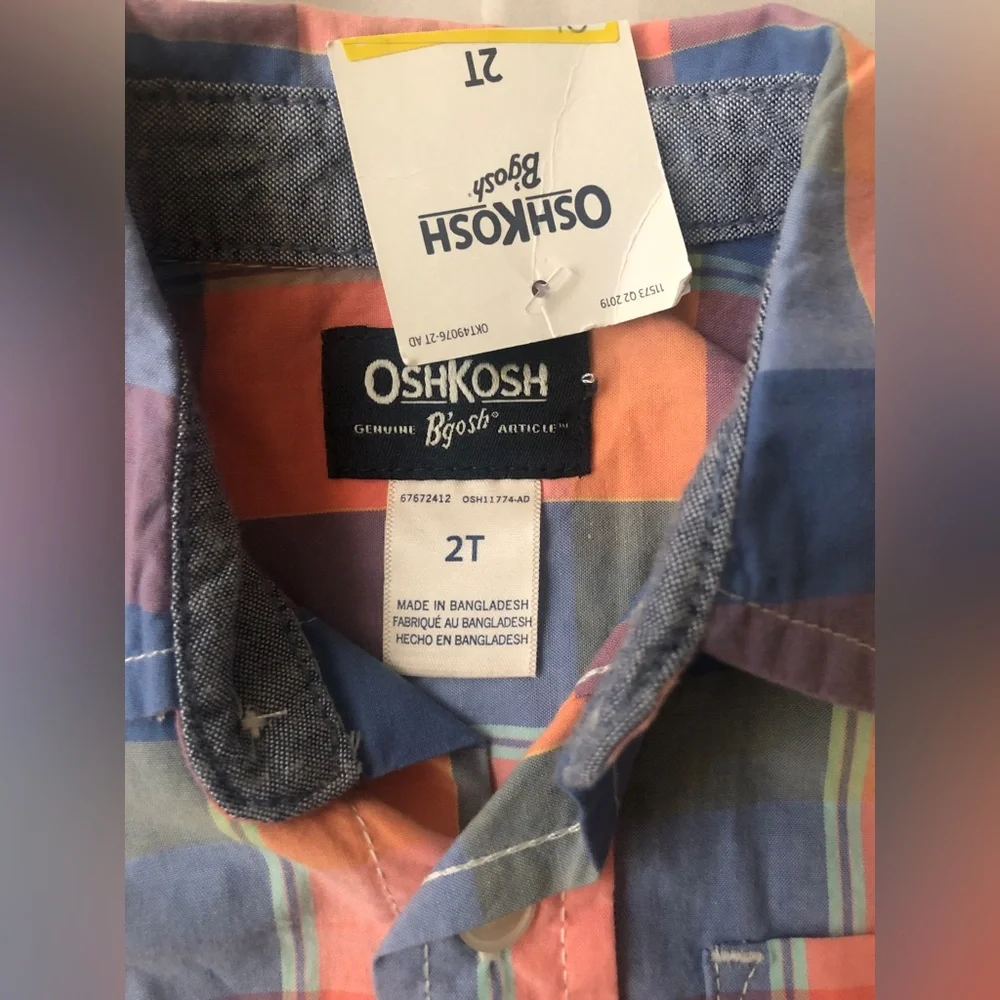 OshKosh Plaid Button-Up Shirt Boys' 2T